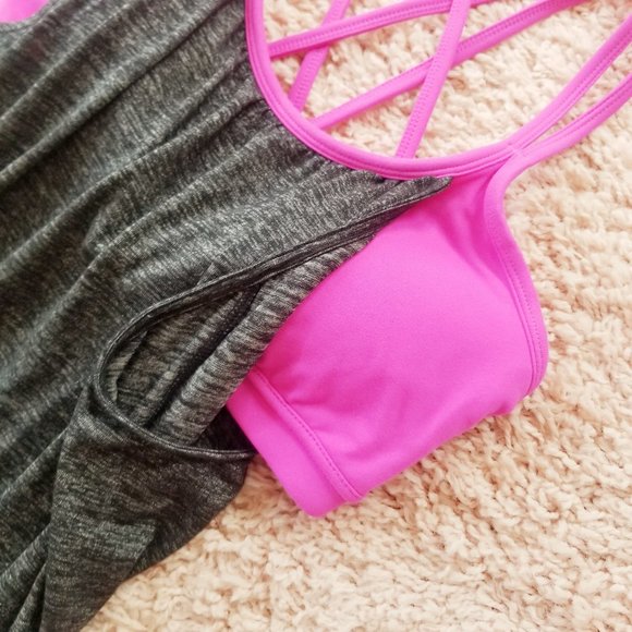 Athleta Hidden Agenda Pink Bra Grey Tunic Top S - Picture 4 of 6